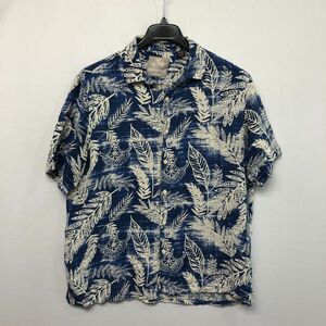 Margaritaville Men Hawaiian Button Up Shirt Top Size XXL 2XL Silk Linen M182 -12
